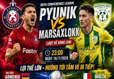 Số liệu trận đấu Pyunik gặp Marsaxlok 23h ngày 16/7